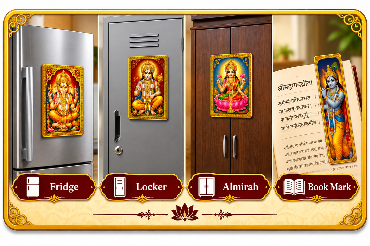 Hindu Deity Golden Magnetic Stickers for Home & Mandir