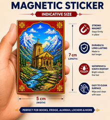 Kedarnath Temple Magnetic Sticker for Fridge & Iron Almirah | केदारनाथ जी के मंदिर का धार्मिक मैग्नेट | Hindu God Decorative Magnet | 7 x 5 cm
