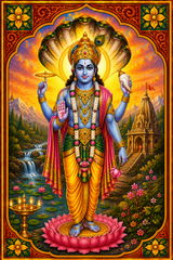 Vishnu Ji Ka Magnetic Sticker for Fridge & Iron Almirah | विष्णु जी का धार्मिक मैग्नेट | Hindu God Decorative Magnet | 7 x 5 cm
