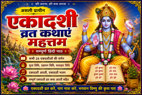 Ekadashi Vrat Katha Book In Hindi, एकादशी व्रत कथायें महात्म | Book Has Ekadashi Pooja Vidhi, Ekadashi Chalisa | भजन एवं आरतियां सहित एकादशी व्रत कथायें महात्म | वर्ष भर की 24 और अधिक मास की 2 - 26 एकादशियाँ - PoojaBooks.Com