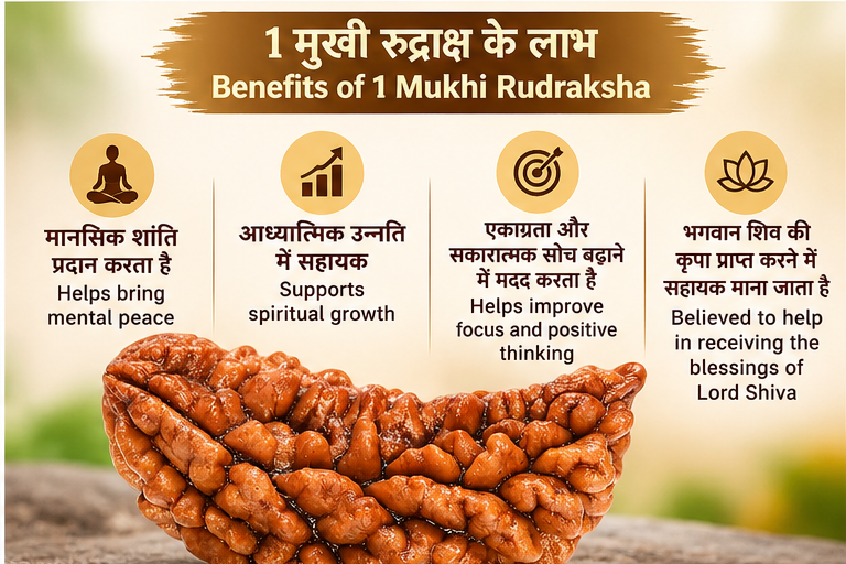 Traditional spiritual significance of 1 Mukhi Rudraksha for worship and meditation