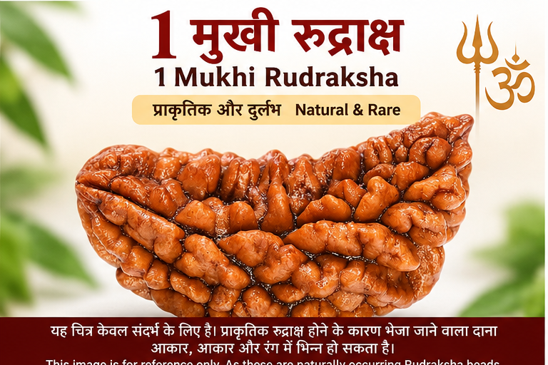 Brown 1 Mukhi Rudraksha large bean-shaped natural bead for puja