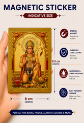 Hanuman Ji Ka Golden Magnetic Sticker for Fridge & Iron Almirah | हनुमान जी का सुनेहरा धार्मिक मैग्नेट | Hindu God Decorative Magnet | 8.5 x 6 cm