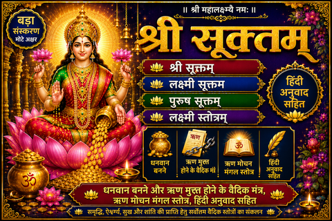 Shri Suktam | Powerful Vedic Hymn of Goddess Lakshmi with Hindi Meaning | श्री सूक्तम्: लक्ष्मी कृपा प्राप्ति हेतु वैदिक स्तोत्र हिंदी अर्थ सहित | श्री सूक्तम - लक्ष्मी सूक्तम पुरुष सूक्तम लक्ष्मी सूक्तम, कनक धरा स्तोत्र - PoojaBooks.Com