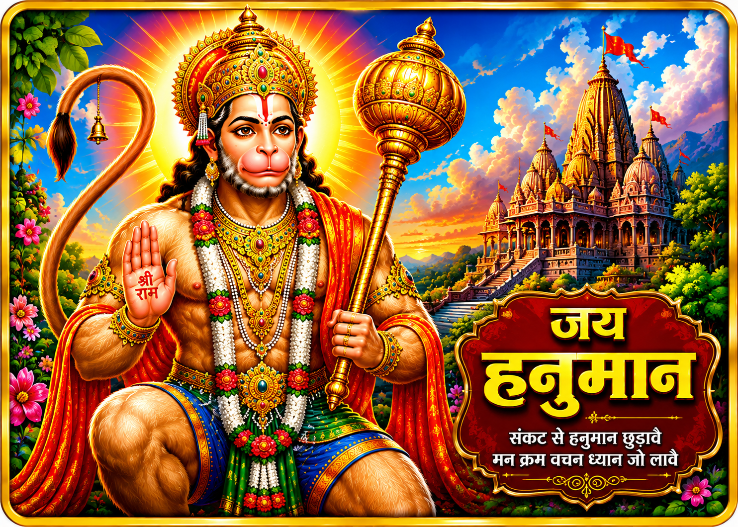 Hanuman Ji Magnetic Sticker for Fridge & Iron Almirah | हनुमान जी धार्मिक मैग्नेट | Hindu God Decorative Magnet | 7 x 5 cm - PoojaBooks.Com