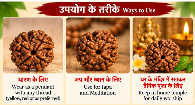 Ways to use a 4 Mukhi Rudraksha bead for wearing with a preferred thread, japa, meditation and home temple worship