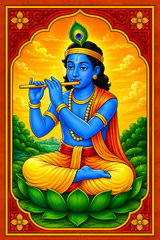 Krishna Ji Ka Magnetic Sticker for Fridge & Iron Almirah | कृष्ण जी का धार्मिक मैग्नेट | Hindu God Decorative Magnet | 7 x 5 cm