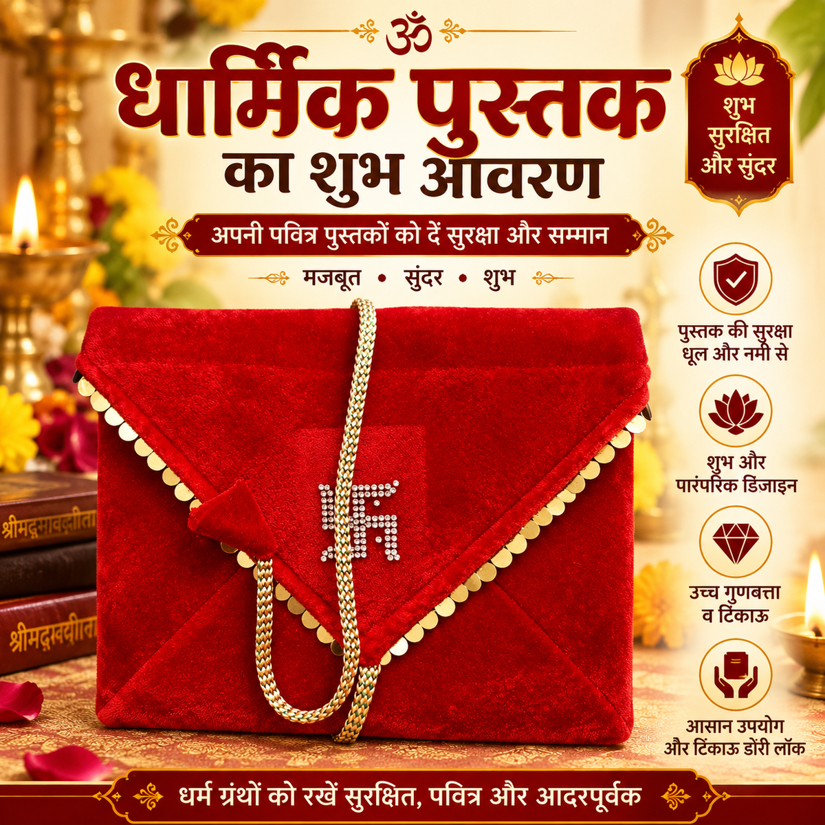 Premium Holy Book Cover for Any Book, Elegant Hindu Religious Book Cover