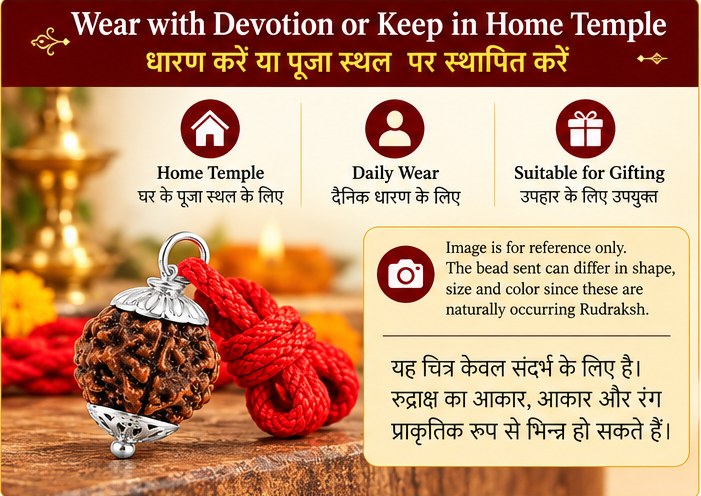 5 Mukhi Rudraksha pendant for prayer and daily home temple worship