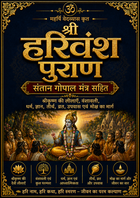 Harivansh Puran, Harivansh Puran Book In Hindi | Santan Gopal Mantra | Hari Vansh Puran श्री हरिवंश पुराण संतान गोपाल स्तोत्र सहित | Includes Powerful Santan Gopal Stotra - PoojaBooks.Com