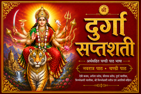 Durga Saptashati, Shri Durga Saptashati And Chandi Paath In Hindi | Devi Kavach, Arhala Strot Keelak Strot, Durga Chalisa, Aarti Sahit | Shree Vindhyeshvari Strot Red Color Print - PoojaBooks.Com