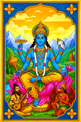 Vishnu Ji Ka Magnetic Sticker for Fridge & Iron Almirah | विष्णु जी का धार्मिक मैग्नेट | Hindu God Decorative Magnet | 7 x 5 cm