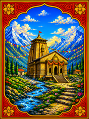 Kedarnath Temple Magnetic Sticker for Fridge & Iron Almirah | केदारनाथ जी के मंदिर का धार्मिक मैग्नेट | Hindu God Decorative Magnet | 7 x 5 cm
