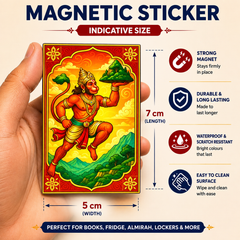 Hanuman Ji Magnetic Sticker for Fridge & Iron Almirah | हनुमान जी धार्मिक मैग्नेट | Hindu God Decorative Magnet | 7 x 5 cm