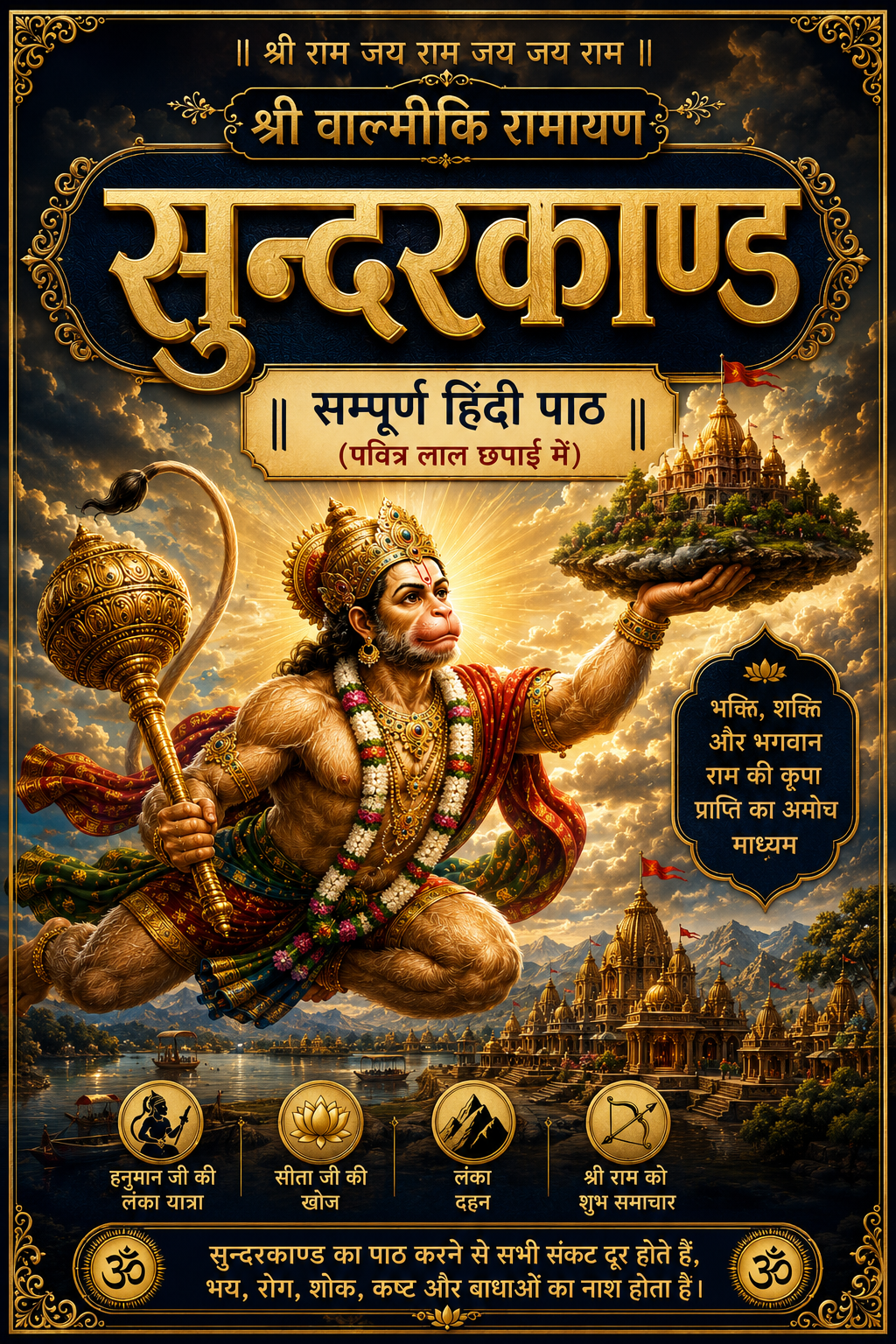 Sundar Kaand | Sunder Kand | Tulsi Krit Ram Charit Manas Ka Pancham Sopan | सुन्दर काण्ड की बड़ी पुस्तक  | तुलसीकृत रामचरित मानस का पंचम सोपान  |  Sundar Kand  Shri Ram Charitmanas Episode of Hanuman’s Devotion and Strength | Red Print | Big Book - PoojaBooks.Com