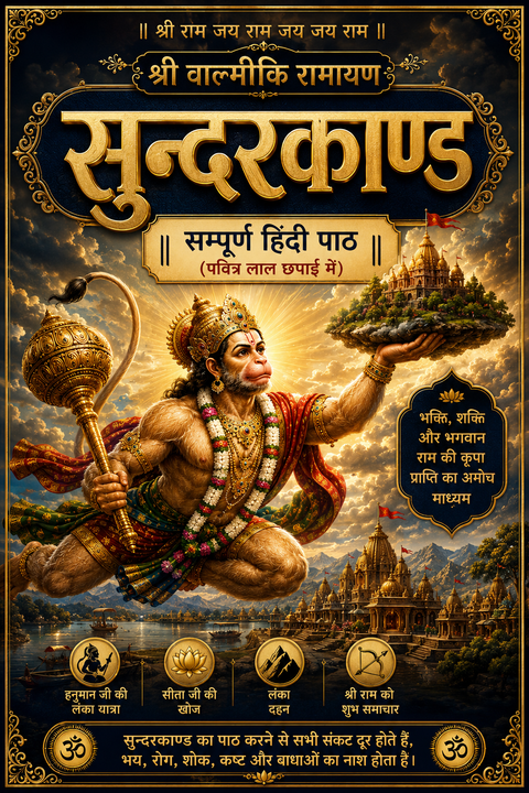 Sundar Kaand | Sunder Kand | Tulsi Krit Ram Charit Manas Ka Pancham Sopan | सुन्दर काण्ड की बड़ी पुस्तक  | तुलसीकृत रामचरित मानस का पंचम सोपान  |  Sundar Kand  Shri Ram Charitmanas Episode of Hanuman’s Devotion and Strength | Red Print | Big Book - PoojaBooks.Com
