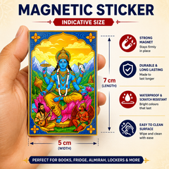 Vishnu Ji Ka Magnetic Sticker for Fridge & Iron Almirah | विष्णु जी का धार्मिक मैग्नेट | Hindu God Decorative Magnet | 7 x 5 cm