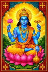 Vishnu Ji Ka Magnetic Sticker for Fridge & Iron Almirah | विष्णु जी का धार्मिक मैग्नेट | Hindu God Decorative Magnet | 7 x 5 cm