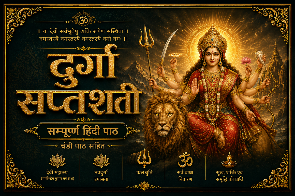 Durga Saptashati | Chandi Paath In Hindi | दुर्गा सप्तसती और चंडी पाठ हिंदी में।  देवी कवच, अर्गला स्त्रोत, कीलक स्त्रोत, दुर्गा चालीसा | Devi Kavach, Arhala Strot Keelak Strot, Durga Chalisa, Aarti Sahit | Auspicious Red Print - PoojaBooks.Com