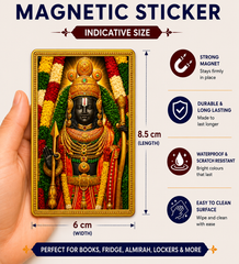 Ram Lalla Ji Ka Golden Magnetic Sticker for Fridge & Iron Almirah | राम लल्ला जी का सुनेहरा धार्मिक मैग्नेट | Hindu God Decorative Magnet | 8.5 x 6 cm