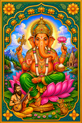 Ganesh Ji Magnetic Sticker for Fridge & Iron Almirah | गणेश जी धार्मिक मैग्नेट | Hindu God Decorative Magnet | 7 x 5 cm