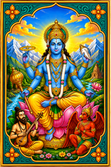 Vishnu Ji Ka Magnetic Sticker for Fridge & Iron Almirah | विष्णु जी का धार्मिक मैग्नेट | Hindu God Decorative Magnet | 7 x 5 cm