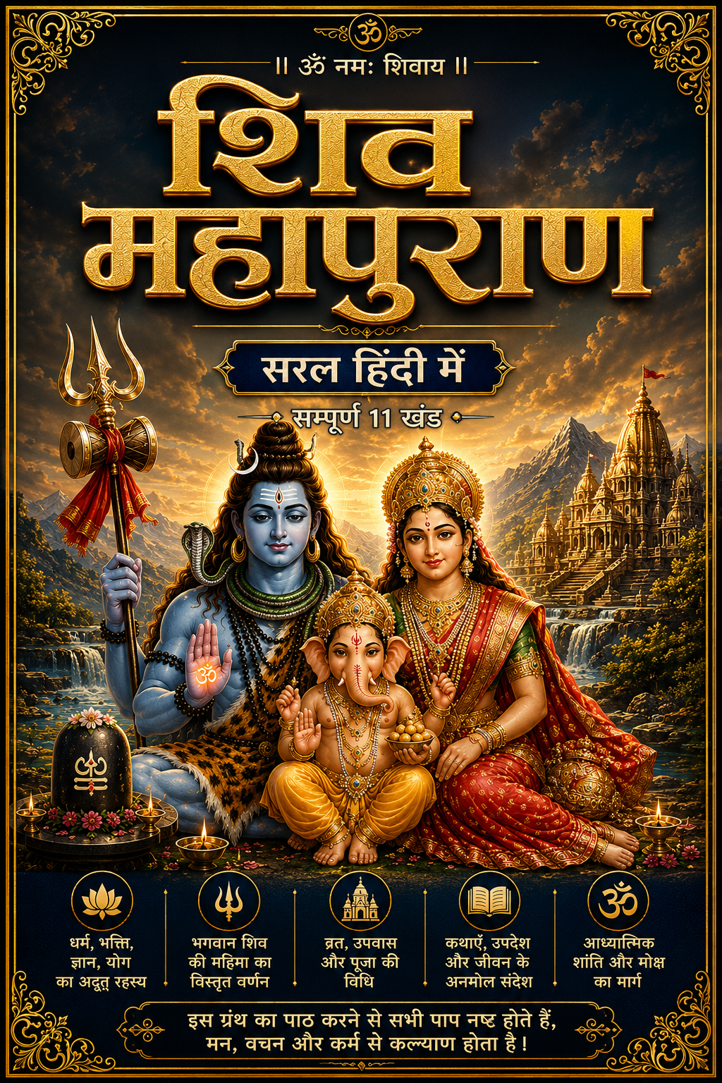 Shiv Puran | Shiv Mahapuran | शिव महापुराण सम्पूर्ण 11 खंड, संक्षिप्त सरल हिंदी भाषा में महर्षि वेद व्यास कृत | Maha Shiv Puran Book in Simple Hindi | Shiv Mahapuran Complete Ancient Text on Lord Shiva’s Leela and Teachings