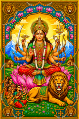 Durga Ji Magnetic Sticker for Fridge & Iron Almirah | दुर्गा जी  धार्मिक मैग्नेट | Hindu God Decorative Magnet | 7 x 5 cm - PoojaBooks.Com