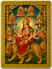 Durga Ji Ka Golden Magnetic Sticker for Fridge & Iron Almirah | दुर्गा जी का सुनेहरा धार्मिक मैग्नेट | Hindu God Decorative Magnet | 8.5 x 6 cm
