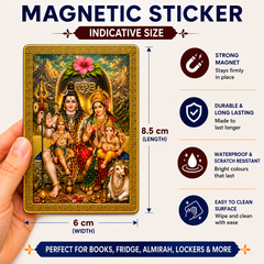 Shiva Parivar Ka Golden Magnetic Sticker for Fridge & Iron Almirah | शिव परिवार का सुनेहरा धार्मिक मैग्नेट | Hindu God Decorative Magnet | 8.5 x 6 cm (Copy)