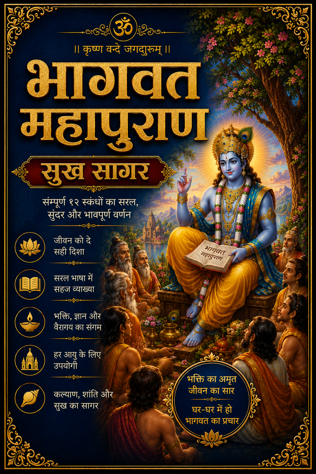 Bhagwad Mahapuran | Bhagwat Mahapuran | Shreemad Bhagwat Mahapuran |  श्रीमद्भागवत महापुराण: भगवान विष्णु व कृष्ण लीला कथाएँ | Bhagwat Mahapuran In Hindi | Sukh Sagar In Hindi | Sukh Sagar Shrimad Bhagwat Book - PoojaBooks.Com