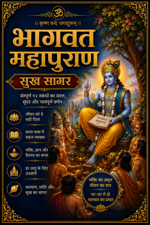 Bhagwad Mahapuran | Bhagwat Mahapuran | Shreemad Bhagwat Mahapuran |  श्रीमद्भागवत महापुराण: भगवान विष्णु व कृष्ण लीला कथाएँ | Bhagwat Mahapuran In Hindi | Sukh Sagar In Hindi | Sukh Sagar Shrimad Bhagwat Book - PoojaBooks.Com
