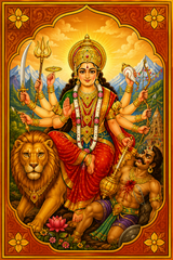 Durga Ji Magnetic Sticker for Fridge & Iron Almirah | दुर्गा जी  धार्मिक मैग्नेट | Hindu God Decorative Magnet | 7 x 5 cm - PoojaBooks.Com