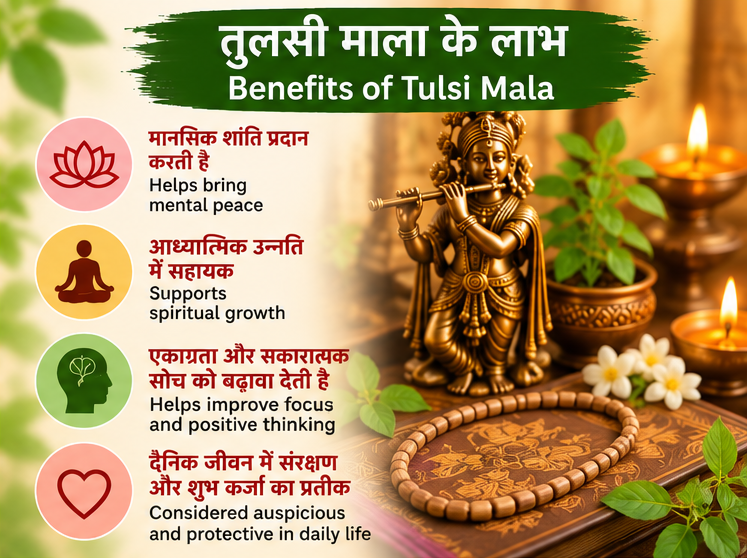 Traditional spiritual significance of Tulsi Kanthi Mala for prayer, devotion, japa and daily worship